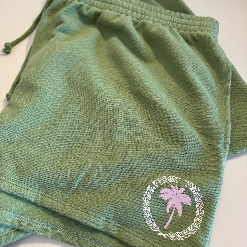 PINK Victoria's Secret Green Shorts with Pink Palm